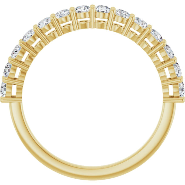 14K Gold Round Natural Diamond Shared-Prong Anniversary Band – 1/3–3/4 CTW - Yellow Gold - view 2