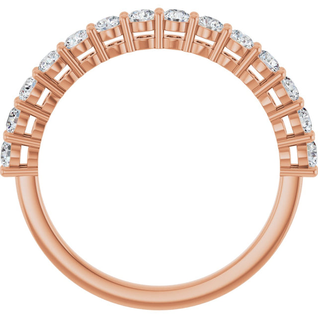 14K Gold Round Natural Diamond Shared-Prong Anniversary Band – 1/3–3/4 CTW - Rose Gold - view 2