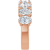14K Gold Oval Lab-Grown Diamond Shared-Prong Anniversary Band – 6x4 mm Stones - Rose Gold - view 4