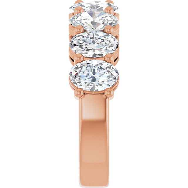 14K Gold Oval Lab-Grown Diamond Shared-Prong Anniversary Band – 6x4 mm Stones - Rose Gold - view 4