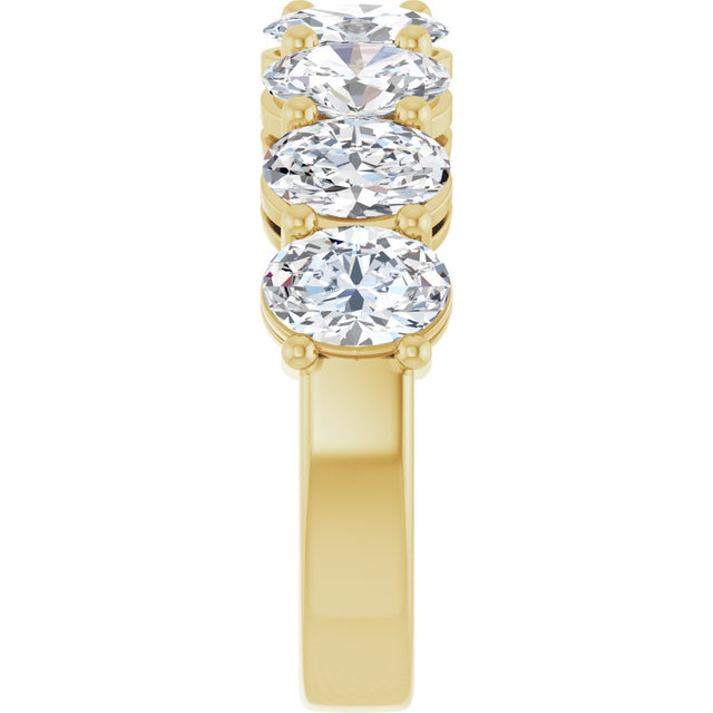 14K Gold Oval Lab-Grown Diamond Shared-Prong Anniversary Band – 6x4 mm Stones - Yellow Gold - view 4