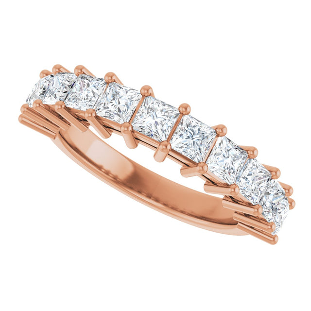 14K Gold Square Lab-Grown Diamond Shared-Prong Anniversary Band – 3/4–2 1/4 CTW - Rose Gold - view 5