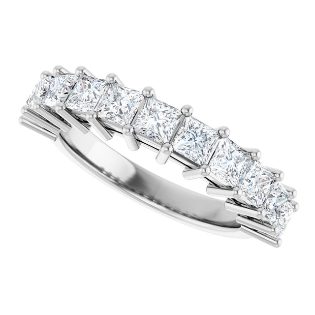 14K Gold Square Lab-Grown Diamond Shared-Prong Anniversary Band – 3/4–2 1/4 CTW - White Gold - view 5