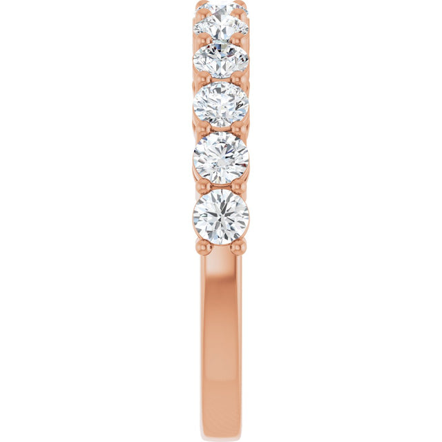 14K Gold Round Lab-Grown Diamond Shared-Prong Anniversary Band – 1–2 1/6 CTW - Rose Gold - view 4