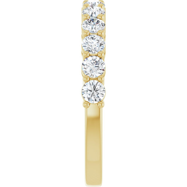 14K Gold Round Lab-Grown Diamond Shared-Prong Anniversary Band – 1–2 1/6 CTW - Yellow Gold - view 4