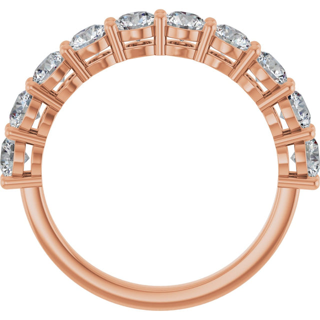 14K Gold Round Lab-Grown Diamond Shared-Prong Anniversary Band – 1–2 1/6 CTW - Rose Gold - view 2