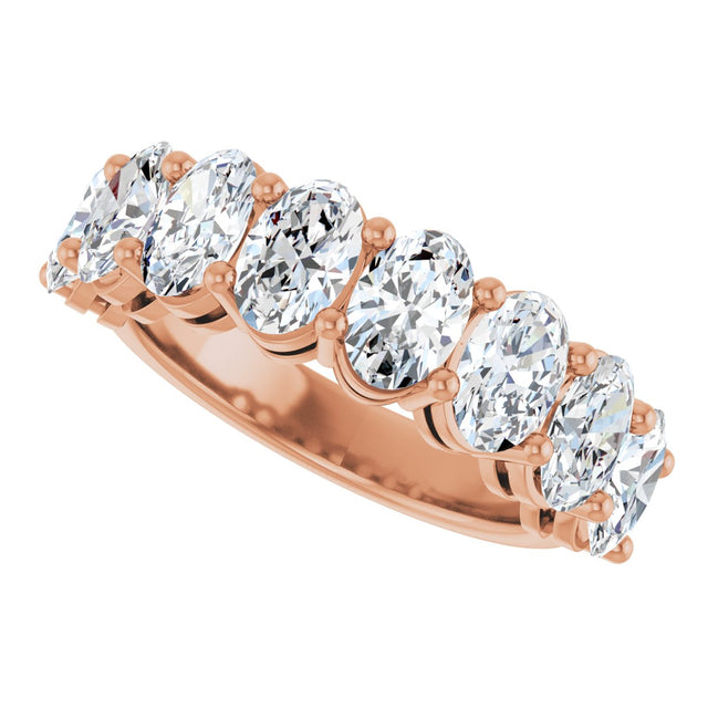 14K Gold Oval Lab-Grown Diamond Shared-Prong Anniversary Band – 6x4 mm Stones - Rose Gold - view 5