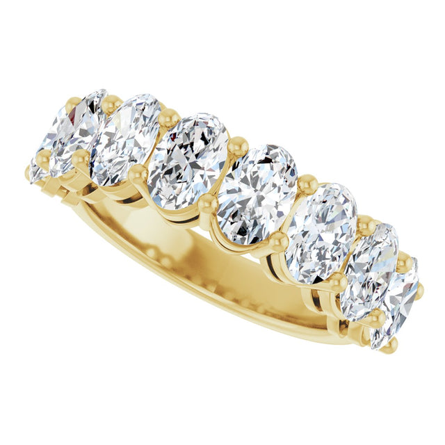 14K Gold Oval Lab-Grown Diamond Shared-Prong Anniversary Band – 6x4 mm Stones - Yellow Gold - view 5