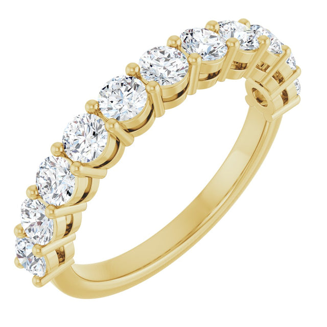 14K Gold Round Lab-Grown Diamond Shared-Prong Anniversary Band – 1–2 1/6 CTW - Yellow Gold