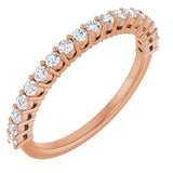 14K Gold Round Natural Diamond Shared-Prong Anniversary Band – 1/3–3/4 CTW - Rose Gold