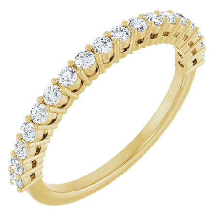 14K Gold Round Lab-Grown Diamond Shared-Prong Anniversary Band – 1/3–1/2 CTW - Yellow Gold