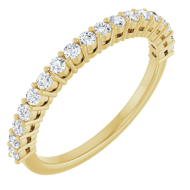 14K Gold Round Lab-Grown Diamond Shared-Prong Anniversary Band – 1/3–1/2 CTW - Yellow Gold
