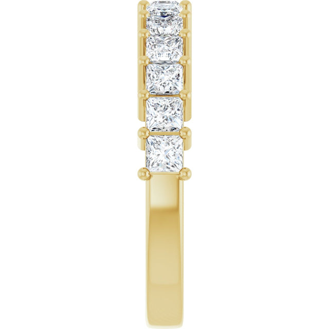 14K Gold Square Lab-Grown Diamond Shared-Prong Anniversary Band – 3/4–2 1/4 CTW - Yellow Gold - view 4