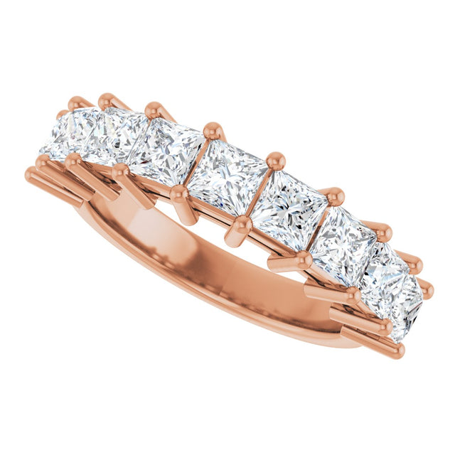 14K Gold Square Lab-Grown Diamond Shared-Prong Anniversary Band – 3/4–2 1/4 CTW - Rose Gold - view 5