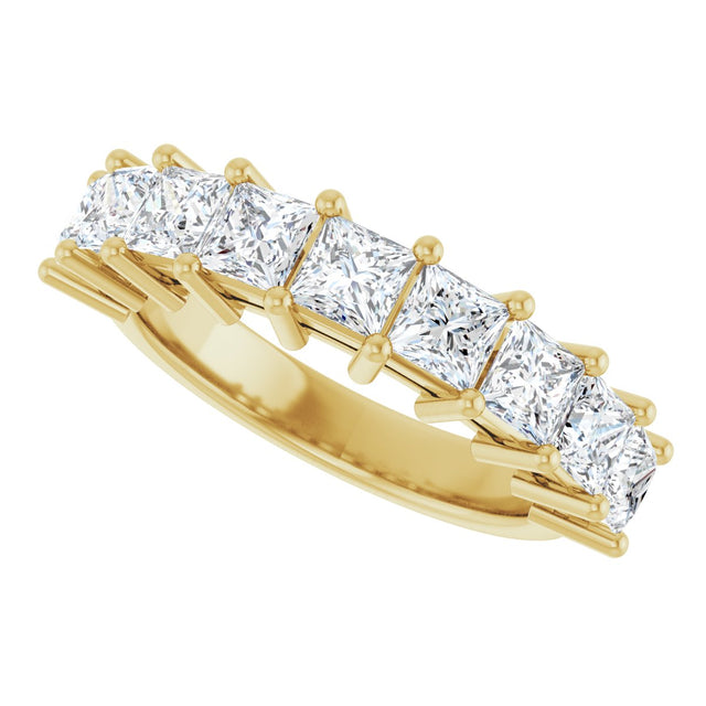 14K Gold Square Lab-Grown Diamond Shared-Prong Anniversary Band – 3/4–2 1/4 CTW - Yellow Gold - view 5
