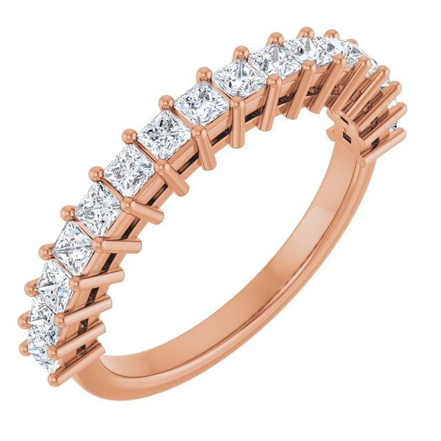 14K Gold Square Lab-Grown Diamond Shared-Prong Anniversary Band – 3/4–2 1/4 CTW - Rose Gold