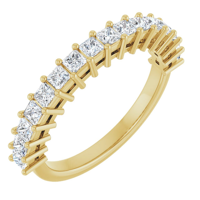 14K Gold Square Lab-Grown Diamond Shared-Prong Anniversary Band – 3/4–2 1/4 CTW - Yellow Gold