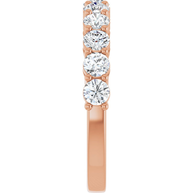 14K Gold Round Lab-Grown Diamond Shared-Prong Anniversary Band – 1–2 1/6 CTW - Rose Gold - view 4