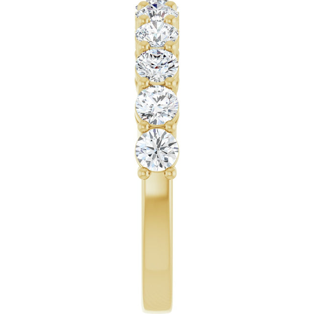 14K Gold Round Lab-Grown Diamond Shared-Prong Anniversary Band – 1–2 1/6 CTW - Yellow Gold - view 4