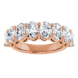 14K Gold Oval Lab-Grown Diamond Shared-Prong Anniversary Band – 6x4 mm Stones - Rose Gold - view 3