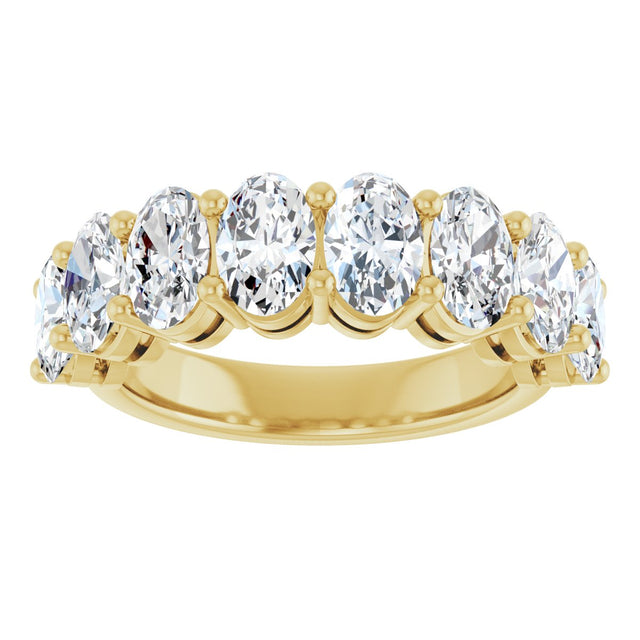 14K Gold Oval Lab-Grown Diamond Shared-Prong Anniversary Band – 6x4 mm Stones - Yellow Gold - view 3