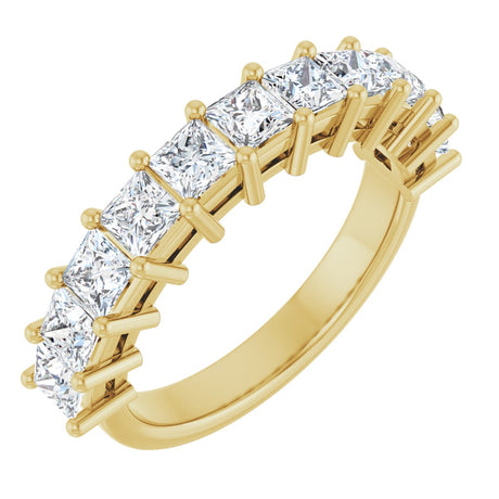 14K Gold Square Lab-Grown Diamond Shared-Prong Anniversary Band – 3/4–2 1/4 CTW - Yellow Gold