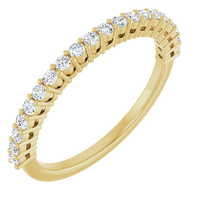 14K Gold Round Lab-Grown Diamond Shared-Prong Anniversary Band – 1/3–1/2 CTW - Yellow Gold