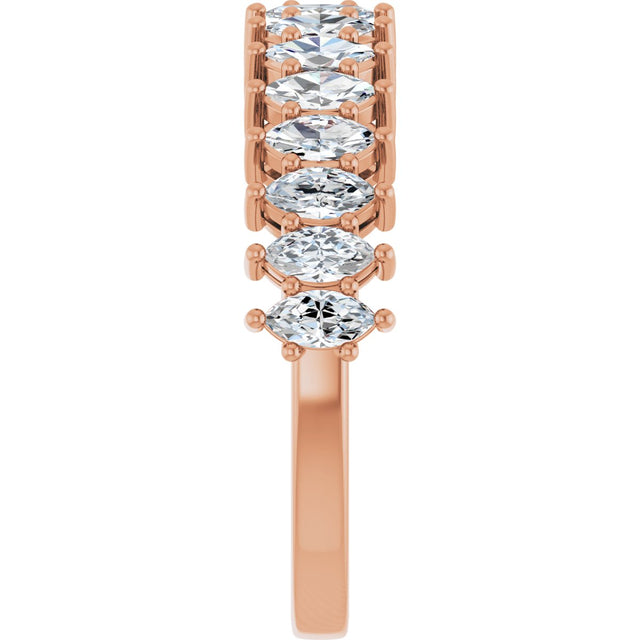 14K Gold Marquise Lab-Grown Diamond Shared-Prong Anniversary Band – 1 1/8 CTW - Rose Gold - view 4