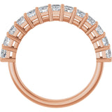 14K Gold Square Lab-Grown Diamond Shared-Prong Anniversary Band – 3/4–2 1/4 CTW - Rose Gold - view 2
