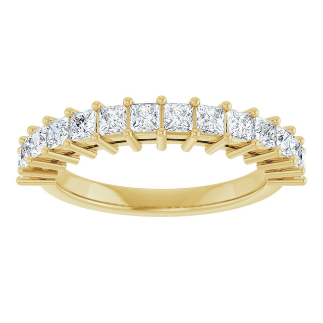 14K Gold Square Lab-Grown Diamond Shared-Prong Anniversary Band – 3/4–2 1/4 CTW - Yellow Gold - view 3