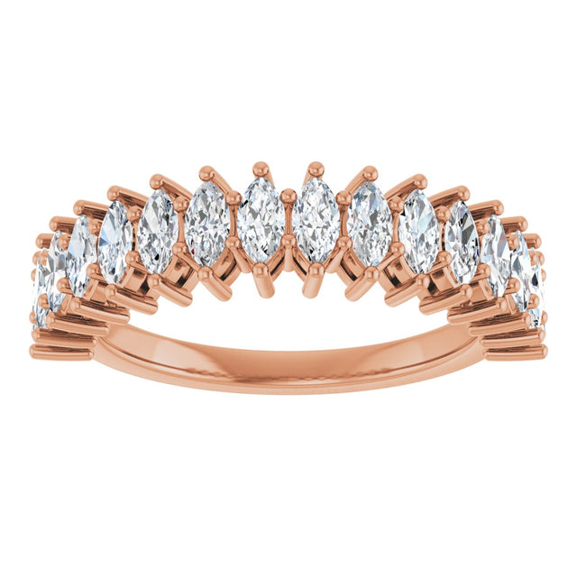 14K Gold Marquise Lab-Grown Diamond Shared-Prong Anniversary Band – 1 1/8 CTW - Rose Gold - view 3