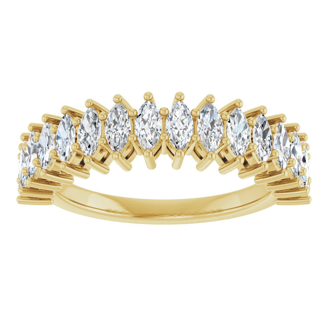 14K Gold Marquise Lab-Grown Diamond Shared-Prong Anniversary Band – 1 1/8 CTW - Yellow Gold - view 3