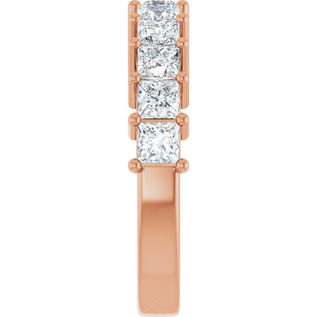 14K Gold Square Lab-Grown Diamond Shared-Prong Anniversary Band – 3/4–2 1/4 CTW - Rose Gold - view 4