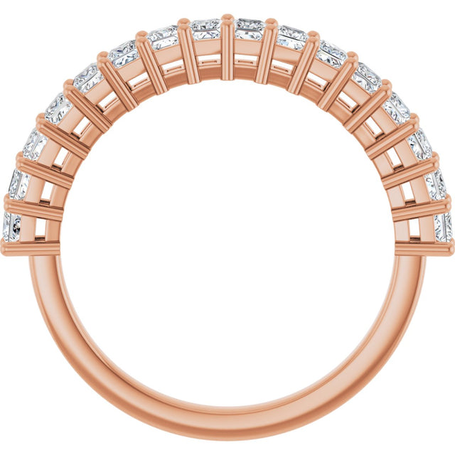 14K Gold Square Lab-Grown Diamond Shared-Prong Anniversary Band – 3/4–2 1/4 CTW - Rose Gold - view 2