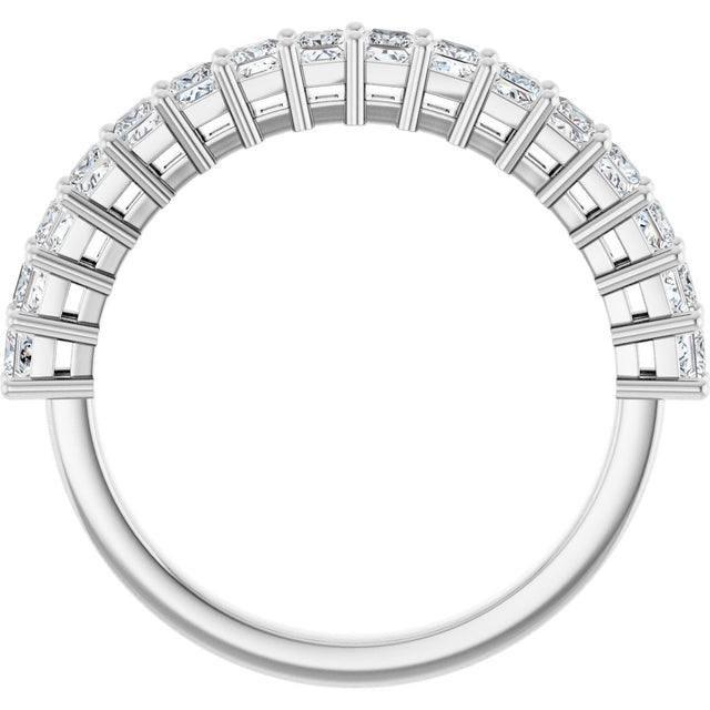 14K Gold Square Lab-Grown Diamond Shared-Prong Anniversary Band – 3/4–2 1/4 CTW - White Gold - view 2