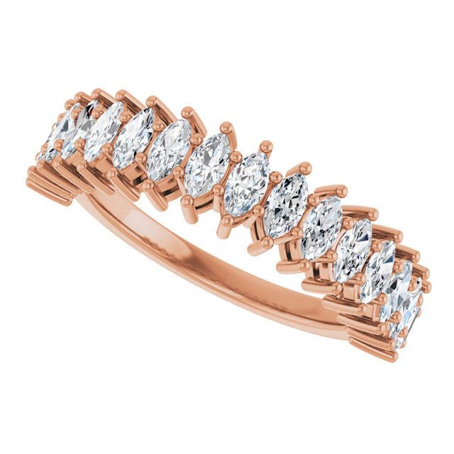 14K Gold Marquise Lab-Grown Diamond Shared-Prong Anniversary Band – 1 1/8 CTW - Rose Gold - view 5