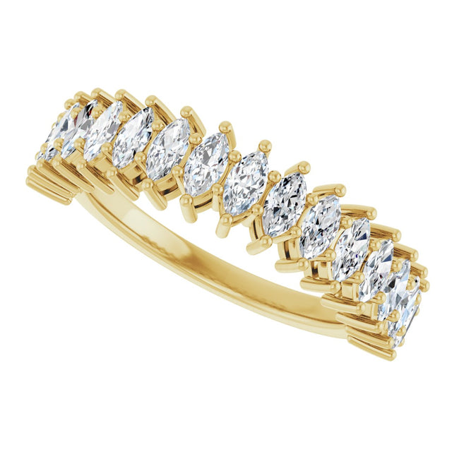 14K Gold Marquise Lab-Grown Diamond Shared-Prong Anniversary Band – 1 1/8 CTW - Yellow Gold - view 5