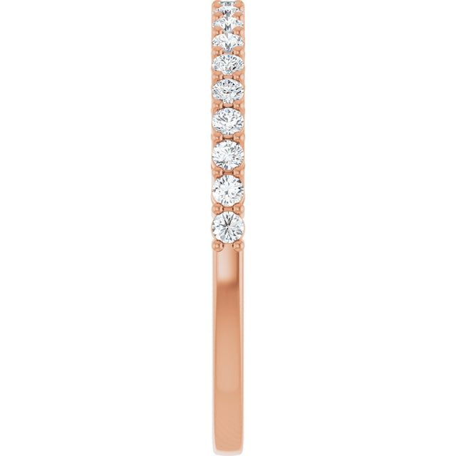 14K Gold Round Lab-Grown Diamond Shared-Prong Anniversary Band – 1/3–1/2 CTW - Rose Gold - view 4