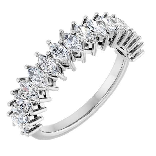 14K Gold Marquise Lab-Grown Diamond Shared-Prong Anniversary Band – 1 1/8 CTW - White Gold