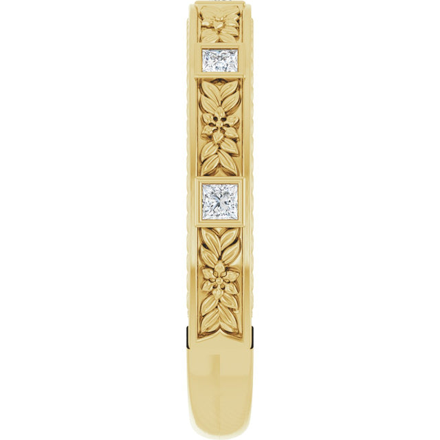 14K Gold Square Natural Diamond Anniversary Band – 1/6 CTW - Yellow Gold - view 4