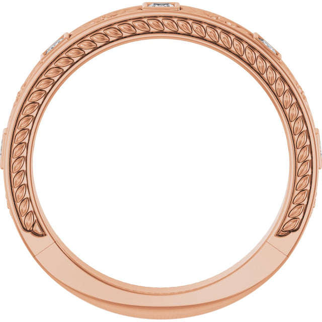 14K Gold Square Natural Diamond Anniversary Band – 1/6 CTW - Rose Gold - view 2