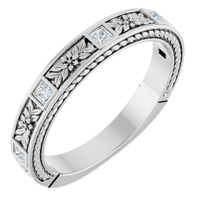 Platinum Square Natural Diamond Anniversary Band – 1/6 CTW