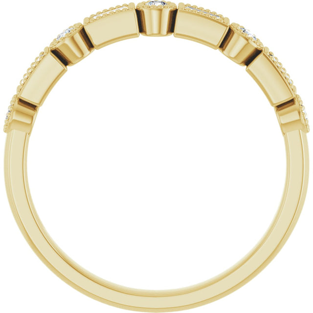 14K Gold Straight Baguette Natural Diamond Beaded Multi-Shape Anniversary Band – 1/4 CTW - Yellow Gold - view 2