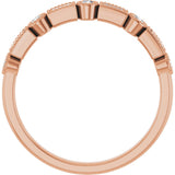 14K Gold Straight Baguette Natural Diamond Beaded Multi-Shape Anniversary Band – 1/4 CTW - Rose Gold - view 2