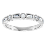 14K Gold Straight Baguette Natural Diamond Beaded Multi-Shape Anniversary Band – 1/4 CTW - White Gold - view 3