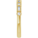 14K Gold Straight Baguette Natural Diamond Beaded Multi-Shape Anniversary Band – 1/4 CTW - Yellow Gold - view 4