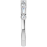 14K Gold Straight Baguette Natural Diamond Beaded Multi-Shape Anniversary Band – 1/4 CTW - White Gold - view 4