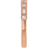 14K Gold Straight Baguette Natural Diamond Beaded Multi-Shape Anniversary Band – 1/4 CTW - Rose Gold - view 4