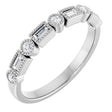 Platinum Straight Baguette Natural Diamond Beaded Multi-Shape Anniversary Band – 1/4 CTW