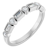 Platinum Straight Baguette Natural Diamond Beaded Multi-Shape Anniversary Band – 1/4 CTW